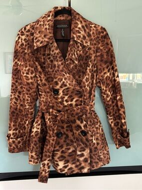 Behar New York Animal print coat jacket Sz M
